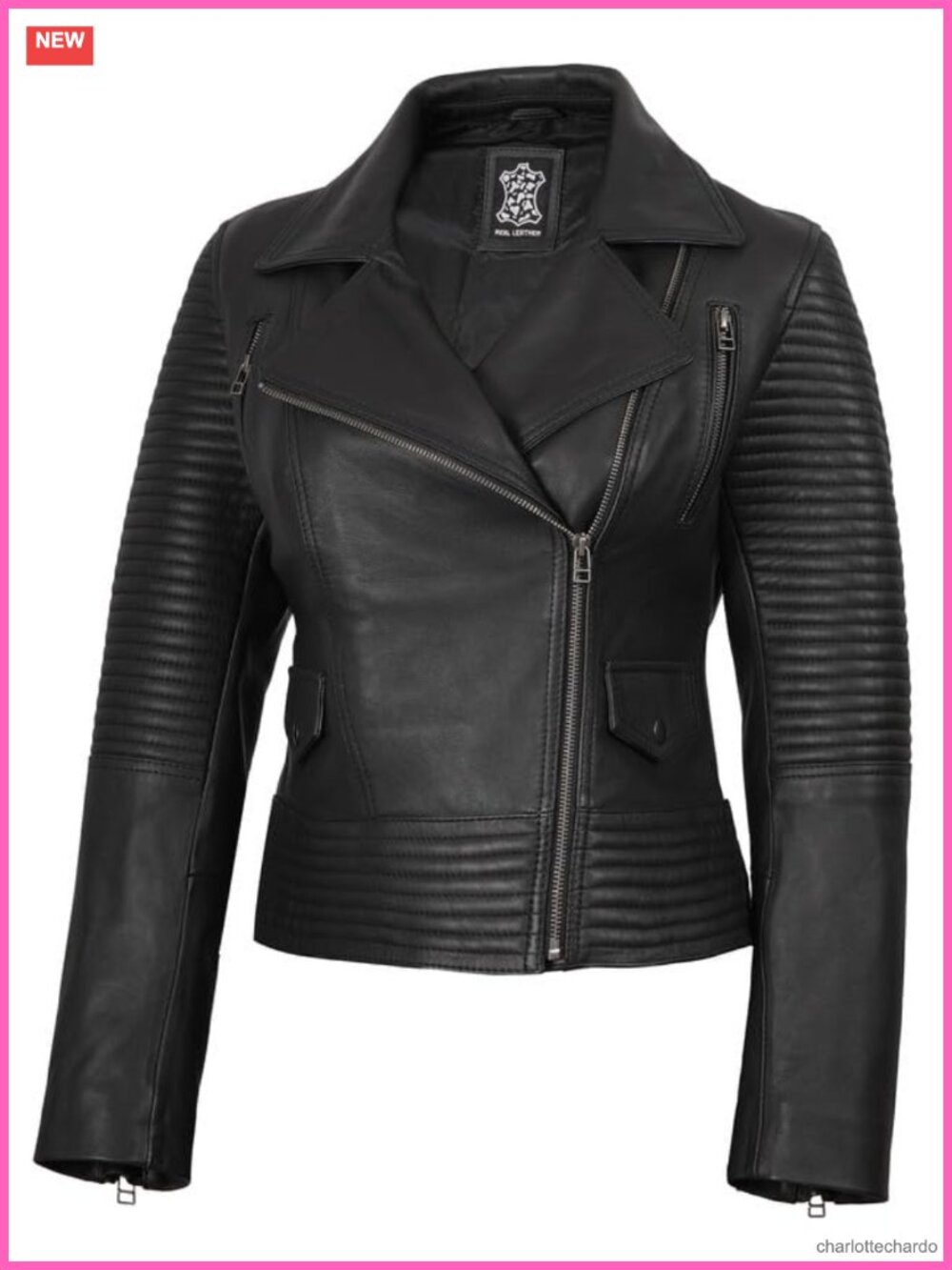 Real Leather Jacket Women Lambskin Moto Biker Asymmetrical Zip Coat